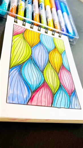 Easy Leaf Pattern Doodle with DOMS Pastel Brush Pens | Aesthetic Relaxing Art Tutorial Shorts #diy