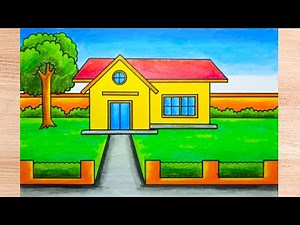 How to Draw a House with a Garden - Very Easy and Looks Amazing | Simple and Beautiful