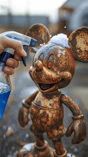 Rusty Mickey Mouse Cleaning Transformation😯🐭 #ai #aivideo #viral