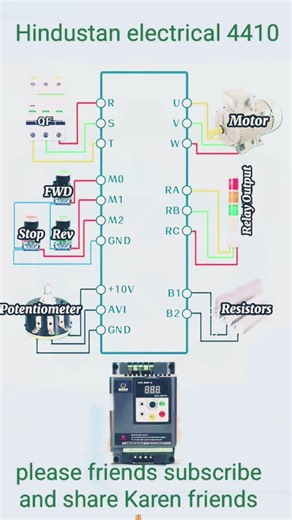 (VFD) basic wiring diagram#variable frequency drive and 3 phase motor control wiring diagram#shorts
