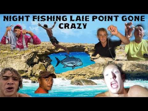 Night Fishing Laie Point Hawaii 🌊 CRAZY Cliff Jump & Extreme Ocean Fishing Adventure!