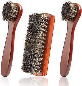 3 Pieces Shoe Brush, Boot Brush, Horse Hair Brush for Leather, Horsehair Brush, Shoe Polish Brush, Horsehair Shoe Brush, Horse Hair Brush, Gentle and Effective Shoe Cleaning Tool for Leather