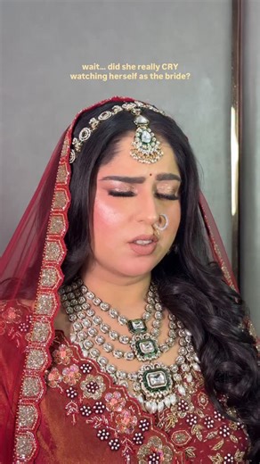 GURLEEN KAUR SEHDEV on Instagram: "🥺 did she really cry watching herself as a bride? WAIT FOR IT🫢 [brides relatable, relatable bridal moments, crying vids, bride crying, bridal explore, wedding stories, wedding reels, sad moments, wedding explore page, reels emotional, emotional moments, relatable moments]"