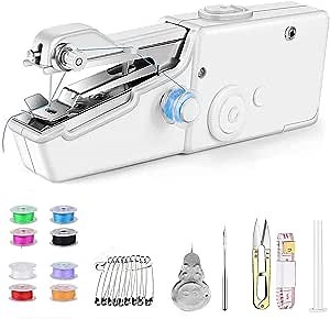 Handheld Sewing Machine Mini Professional Handheld Sewing Machine Sewing Tool Portable Easy to Operate for Beginners (Batteries not Included)
