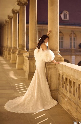 Lace Halter Wedding Dress With Detachable Tulle Sleeves, Fitted Bridal Gown - Etsy