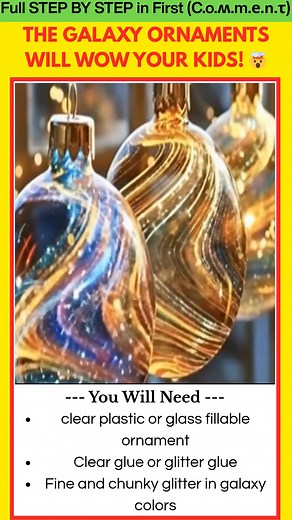 14K views · 89 reactions | Make Your Own Galaxy Ornaments at Home Looking for a science-inspired craft activity that kids will love? These Galaxy Ornaments are dazzling, creative, and stunningly magical. With just a few simple materials, you can create swirling mini universes that shimmer with cosmic color. | Kira Recipes | Facebook