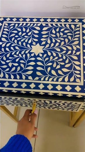 🌸 Bone Inlay Floral Side Table with Drawers #boneinlayfurniture #indiancraftsmanship #home