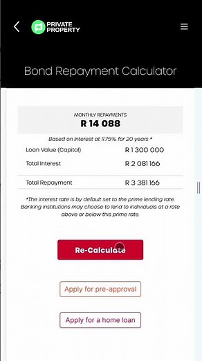Bond Repayment Calculator | Private Property