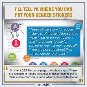 141K views · 582 reactions | Apparently students need stickers to advertise their preferred gender pronouns!?! | MRCTV | Facebook