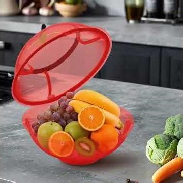 Fruit Bowl with Lid, 11 Inch Metal Wire Mesh Fruit Basket with Raised Bottom, Stylish and Functional