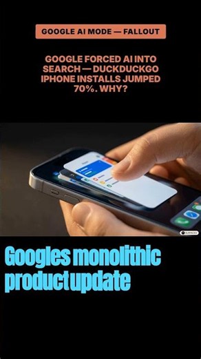 DuckDuckGo iPhone installs jumped 70% after Google AI Mode #Shorts
