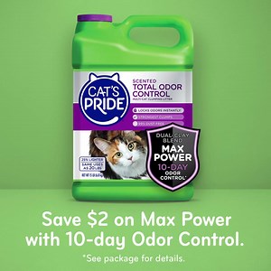 Now you can save $2 on new Max Power blend. It locks in odors instantly and it’s 99% dust free, which pleases everyone. | Cat's Pride® Cat Litter