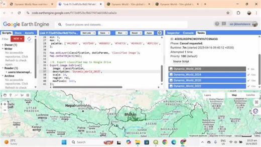 Use the data from #dynamic world and generate a #map of change over the years #gis #rs #remotesensing