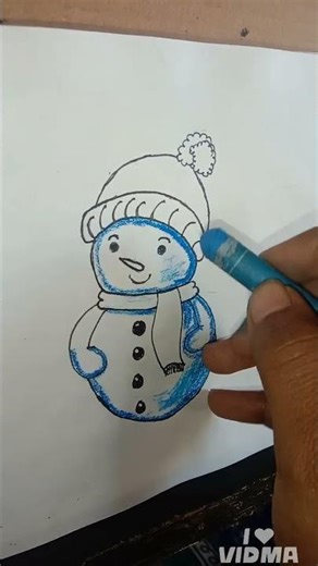 Cutest Snowman Ever! 🧣 Easy Winter Drawing (Day 26) #Shorts #Viral #WinterSpecial #Trending