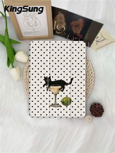 Kingsung Point And Cat Pattern Tablet Case, Compatible With Ipad Air 8 (M4) 2026 (11-Inch), Air 8 (M4) 2026 (13-Inch), 9.7/10.2/10.5/10.9/12.9/Pro 11, 10th Generation, Air 8 (M4) 2026 (11/13-Inch), Also Suitable For Galaxy Tab S6 Lite 10.4-Inch. It Provides Software Anti-Drop Protection, Intelligent Stand/Automatic Wake-Up/Sleep Function, Minimalist Style. | SHEIN