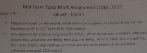 Mid Term Tutor Mark Assignment (TMA) 2025 Class - 9 subject - E... | Filo