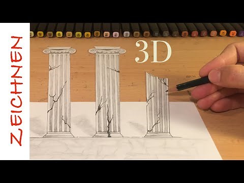 3D Zeichnen lernen für Anfänger Römische Säule - How to Draw 3D creation ilussion