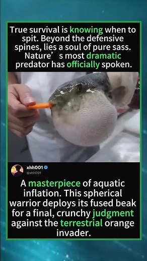 Pufferfish vs. Carrot: The Ultimate Crunch Test! 🦷🐡#wildlife #pufferfisheating