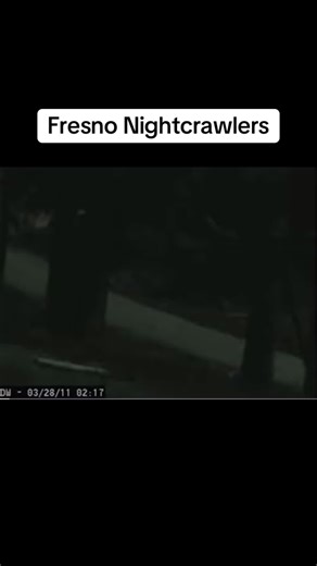 Fresno Nightcrawlers The Fresno Nightcrawler is a mysterious cryptid first brought to public attention in the early 2000s after a piece of nighttime security footage from Fresno, California showed a strange, pale figure gliding across a front lawn. The creature appears small and humanoid, but unlike anything recognizable: it has no visible arms, head, or facial features, and seems to consist almost entirely of two long, thin legs attached to a short torso. Its movement is what makes it especiall