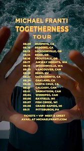 The Togetherness Tour is rolling through the west coast and Canada on our final leg of North America and we can’t wait to see you there. You can still grab your tickets here: https://michaelfranti.com/tour-dates/ ⠀⠀⠀⠀⠀⠀⠀⠀⠀ Canada 🇨🇦 we are coming up North this year and we couldn’t be more happy. It’s been a few years since we have seen you! ⠀⠀⠀⠀⠀⠀⠀⠀⠀ We have also created an intimate VIP meet and greet experience that you can add to your tickets. I play an acoustic set with some of the band, an