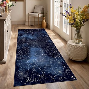 Celestial Star Map Runner Rug, Navy Blue Constellation Area Rug, Astronomy Inspired Long Hallway Rug Decor - Etsy