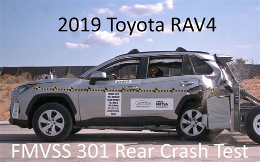 碰撞测试- 2019-2021 丰田RAV4 FMVSS 301后部碰撞测试（50 Mph）
