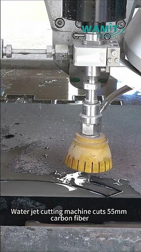 Water jet cutting machine cuts 55mm carbon fiber