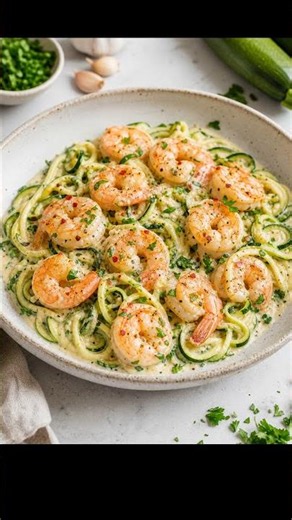 Creamy Garlic Butter Shrimp with Zucchini Noodles