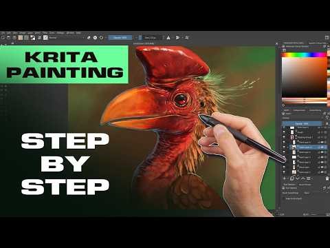 Krita Painting Tutorial: Realistic Bird Art Step by Step 🖌️