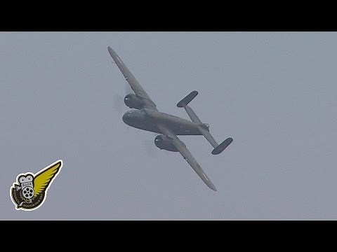 B25 Mitchell Bomber - Low, With Thumping Radial Engines