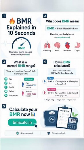 BMR Explained in 10 Seconds 🔥 | BMR Calculator | Basal metabolic rate