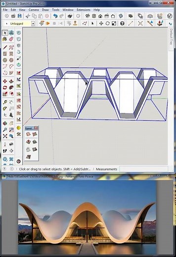 sketchup tutorial how to make an organic roof for a modern architecture #architecture #sketchup