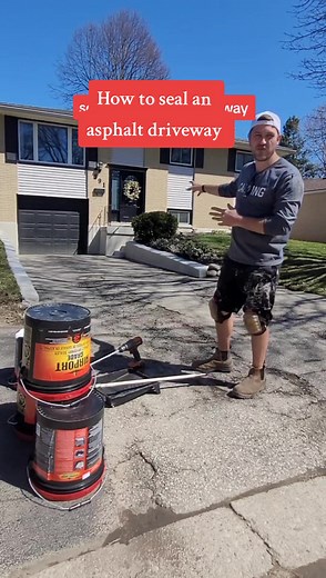 DIY tutorial for sealing asphalt driveways. Start by cleaning the driveway it's best to pressure wash. I like to mix the buckets with a paddle bit and seal the edges of the driveway by hand. I put the sealer on thick and use a squeege to spread it. This gives a nice, dark, uniform finish. #asphaltdriveway #asphaltsealcoating #asphaltpaving #asphalt #asphaltsealing #asphaltseal #drivewaysealing #drivewaysealing #drivewaygoals #homerenos #hometips #diyreno #diyprojectideas #diytips #diyhousework #