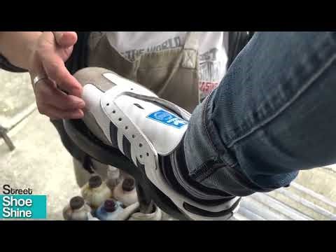 Shoe Shine KNIFE on my ADIDAS 🔪🤩 🔪 Unintentional ASMR Fashion #asmr