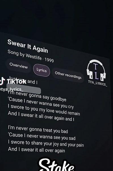 Swear It Again - Westlife || Lyrics 🎧🎶 . . . #lyrics #music #foryoupage #fyp #tya_lyrics_