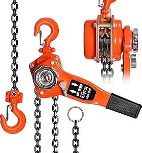 SIOTAKUA 0.75 Ton Chain Hoist, 1650 Lbs Capacity 10 Ft Chain Come Along, G80 Galvanized Carbon Steel With Double-Pawl Brake, Manual Lever Chain Hoist & 360° Rotation Hook, Dock Garage Factory
