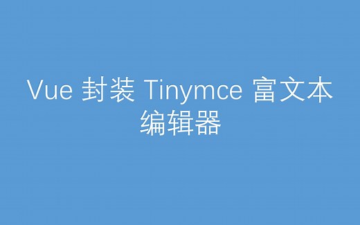 Vue 自定义封装 Tinymce 富文本编辑器