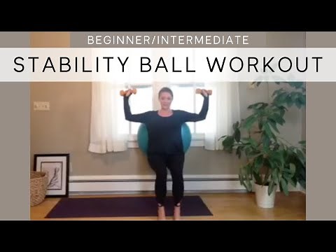 25 Minute Full Body Stability Ball Workout | Beginner Intermediate Stability Ball Workout