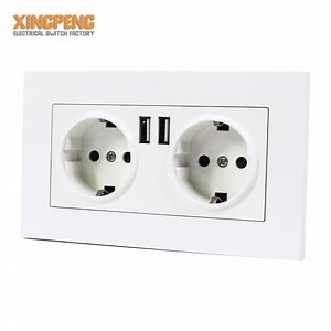 [Hot Item] Factory Price Double Schuko Socket Electric Wall Switch Socket with Dual USB Port Charger