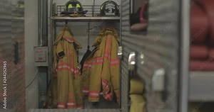 Firefighting gear in a fire station