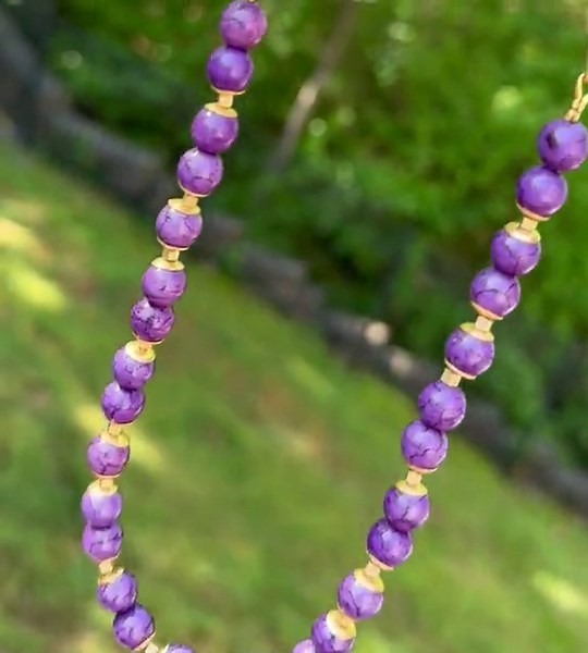 Purple Dyed Turquoise Howlite and Hammered Chain - Etsy
