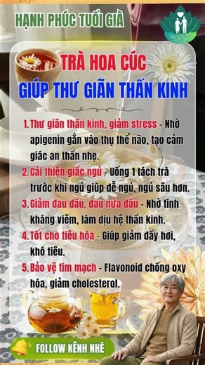 Trà Hoa Cúc – Bí Quyết Giúp Ngủ Ngon Và Giảm Stress #hanhphuctuoigia #sứckhỏetuổigià #sốngkhỏe