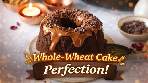 Whole wheat chocolate walnut eggless cake that’s surprisingly soft and rich