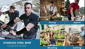 CAWANFLY 2 Pairs Cut Resistant Sleeves Level 5 Protection Protective Arm Safety Sleeves（Black+Grey）