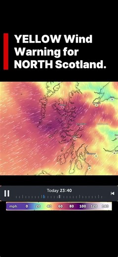 YELLOW Wind Warning in place for NORTH Scotland.