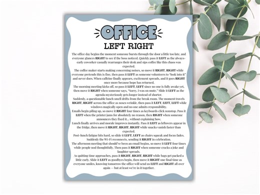 Office Left Right Game, Team Building Game for Staff, Workplace Icebreaker Game, Office Party Game, Team Building Activities, Pass the Prize - Etsy