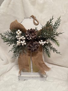 Rustic Holiday Lantern: Battery Operated Candle & Pine Decor - Etsy