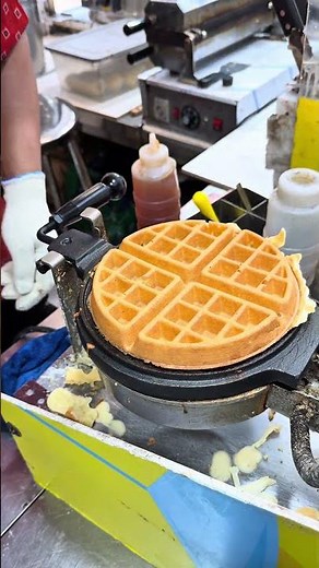 Street Style Giant Waffle Making in Korea 🇰🇷🧇 | Crispy & Fluffy Korean Waffle #waffle #shortfeed