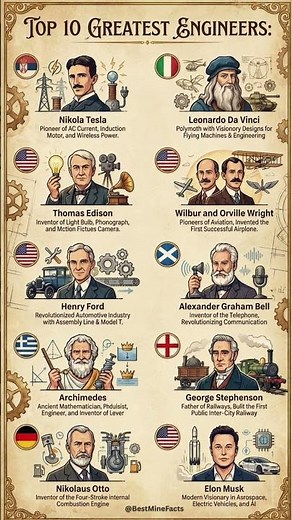 Top 10 Greatest Engineers in Human History! 🛠️🌍 #shorts #viral #history #historyfacts