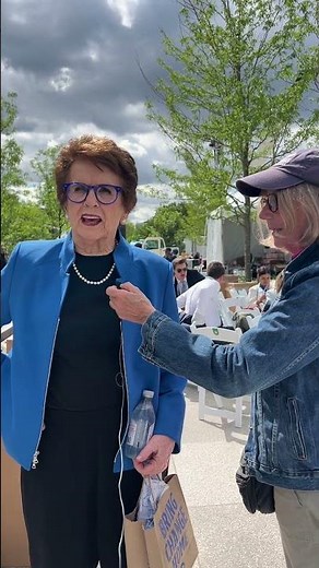 Billy Jean King at the Obama Presidential Center talking with Lynn Sweet about the grand opening.